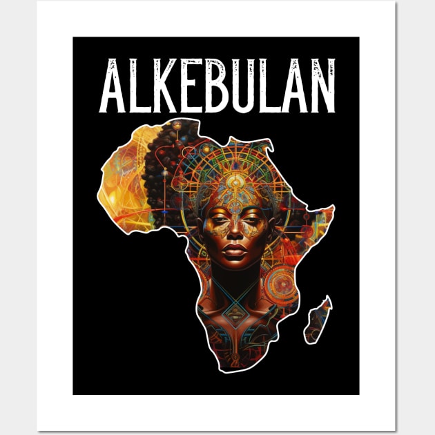 Shape Of Africa Map Alkebulan Melanin Gift T-Shirt Wall Art by Merchweaver